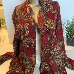 Coldwater Creek Red and Gold Paisley Wrap